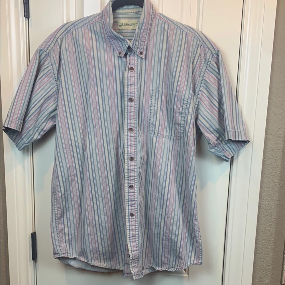 St. John's Bay Men's Striped Short Sleeve Shirt - Multicolor, Large
